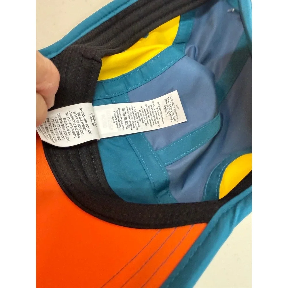 LL Bean Kids Mountain Classic Five-Panel Hat OSFA Blue Yellow Orange Hiking Cap